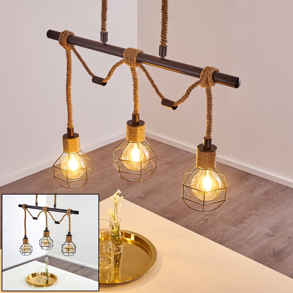 Suspension Bangui Brun, Noir, 3 lumières main product photo