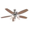 Ventilateur Globo JERRY Chrome, Acier inoxydable, Nickel mat, 5 lumières