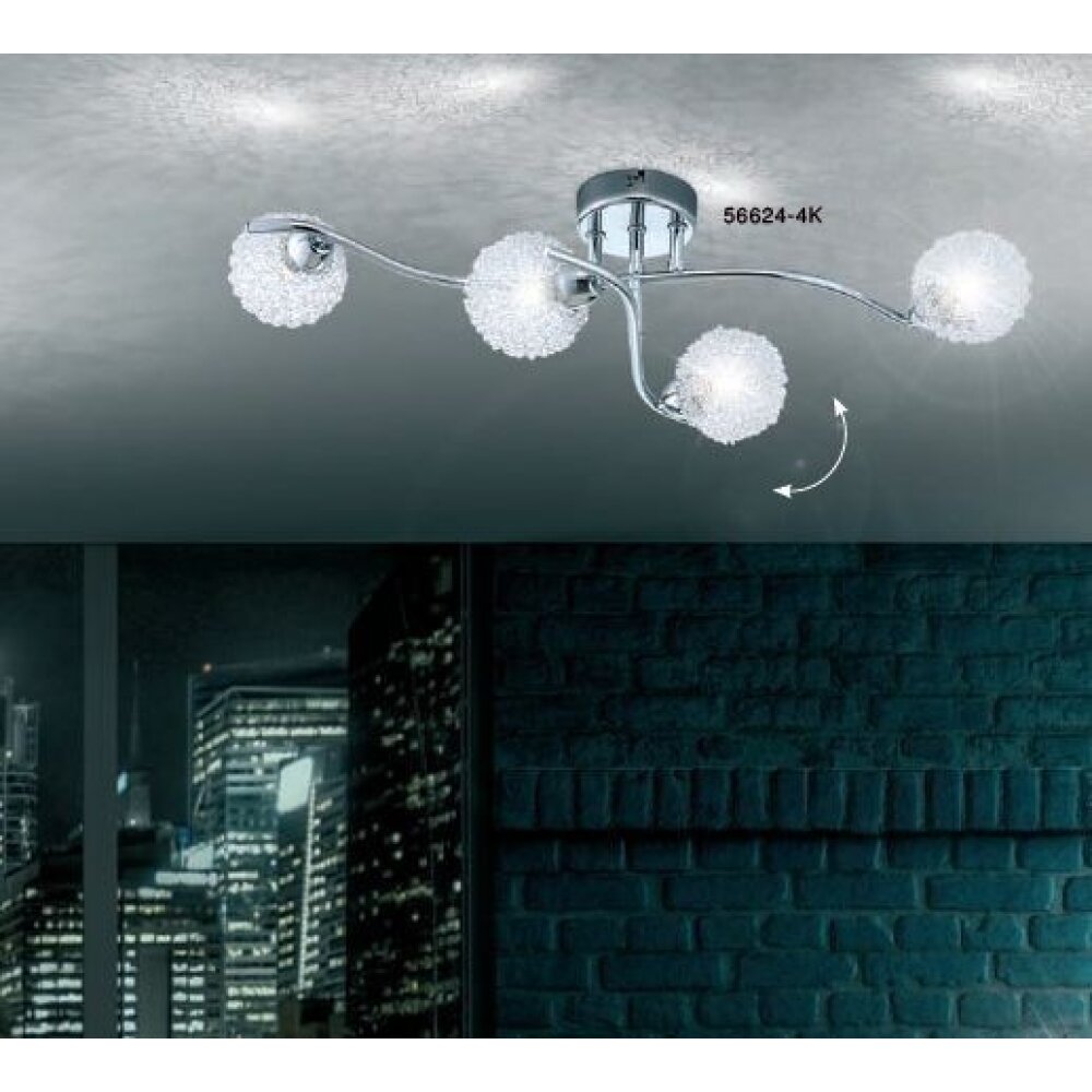 Plafonnier Globo ORINA Chrome, Blanc, 4 lumières main product photo