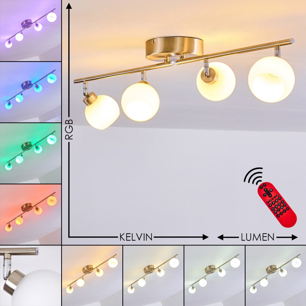 Plafonnier Motala LED Nickel mat, 4 lumières, Télécommandes, Changeur de couleurs main product photo