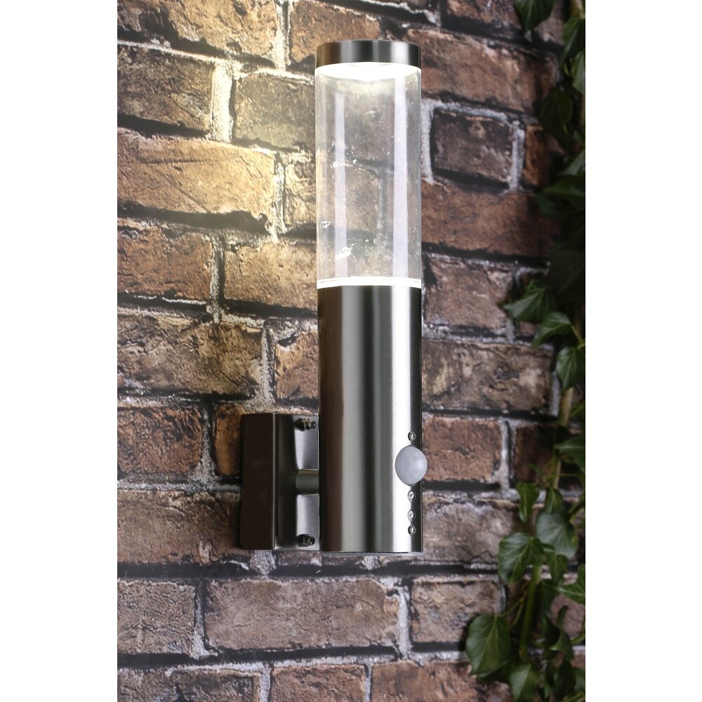 Applique murale d'extérieur Brilliant Bergen LED Acier inoxydable, 1 lumière, Détecteur de mouvement main product photo
