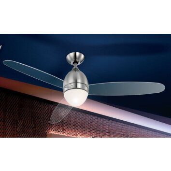 Ventilateur Globo PREMIER Acier inoxydable, Nickel mat, 2 lumières