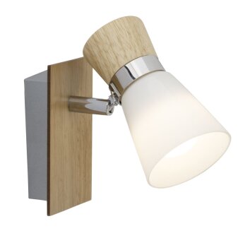Applique murale Brilliant Nacolla Chrome, Bois clair, 1 lumière Applique murale Brilliant Nacolla Chrome, Bois clair, 1 lumière
