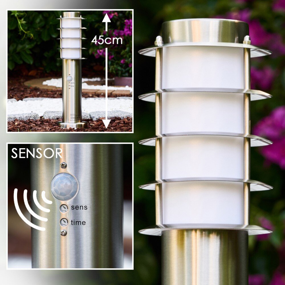 Borne d'éclairage Tunes Acier inoxydable, 1 lumière, Détecteur de mouvement main product photo