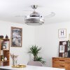 Ventilateur de plafond Bendigo LED Nickel mat, Transparent, 1 lumière