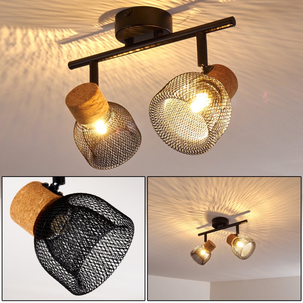 Plafonnier Grongroft Bois clair, Noir, 2 lumières main product photo