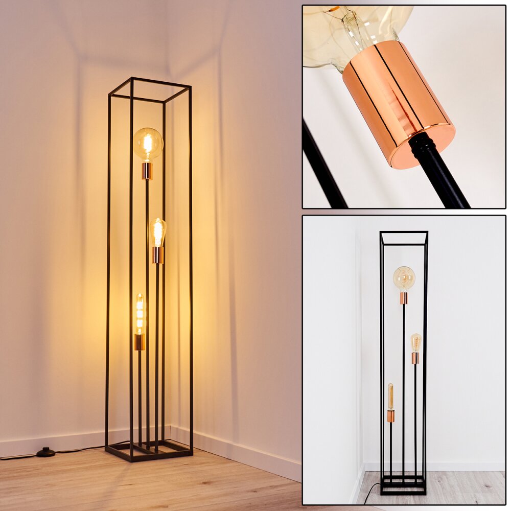 Lampadaire Yuhigaoka Cuivre, Noir, 3 lumières main product photo