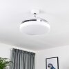 Ventilateur de plafond Bendigo LED Chrome, Transparent, Blanc, 1 lumière