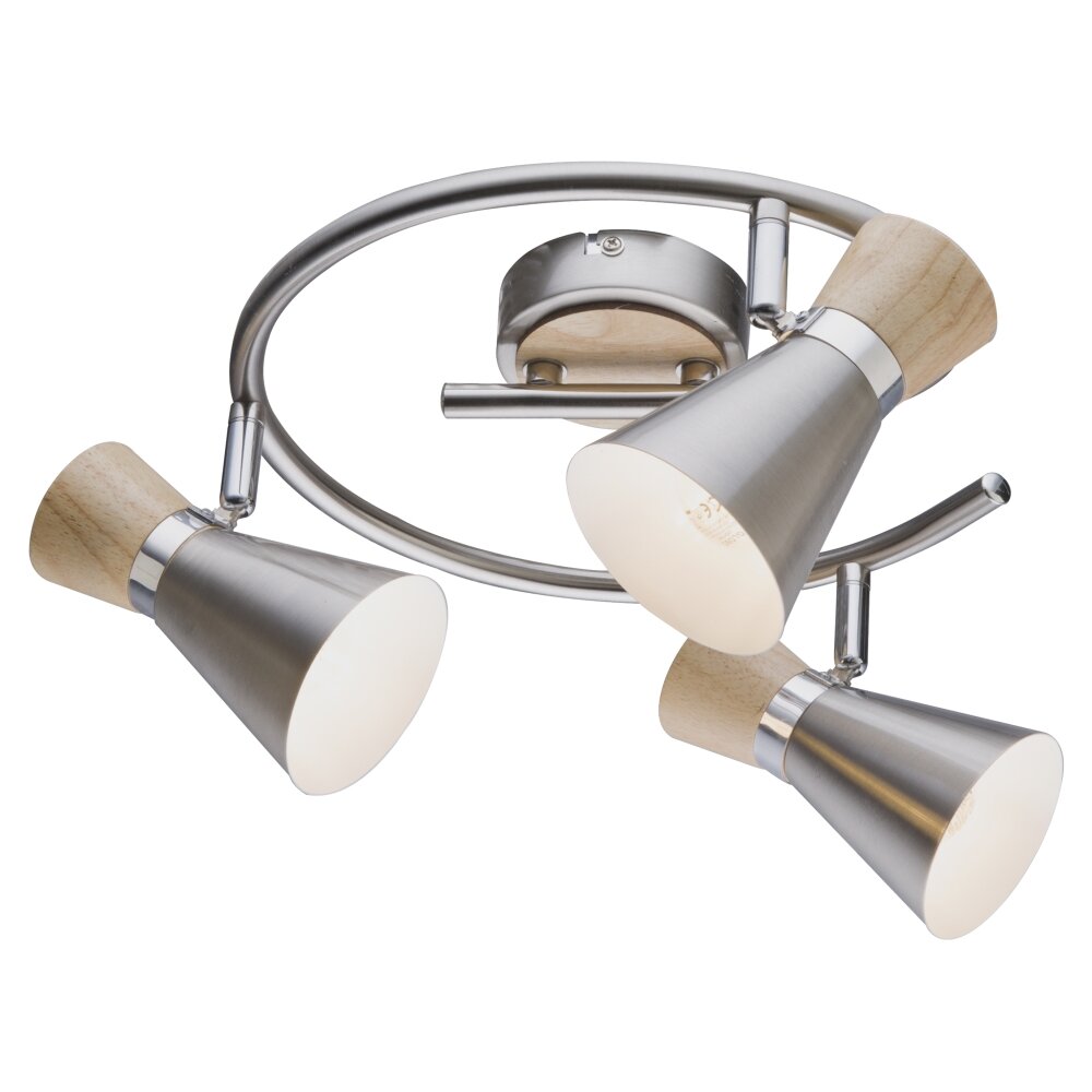 Spot de plafond Globo Nickel mat, 3 lumières main product photo
