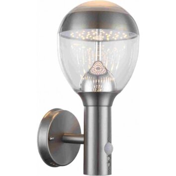 lampe extérieure Globo CALLISTO LED Acier inoxydable, 1 lumière, Détecteur de mouvement