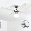 Ventilateur de plafond Valletta Chrome, Argenté, Blanc, 1 lumière