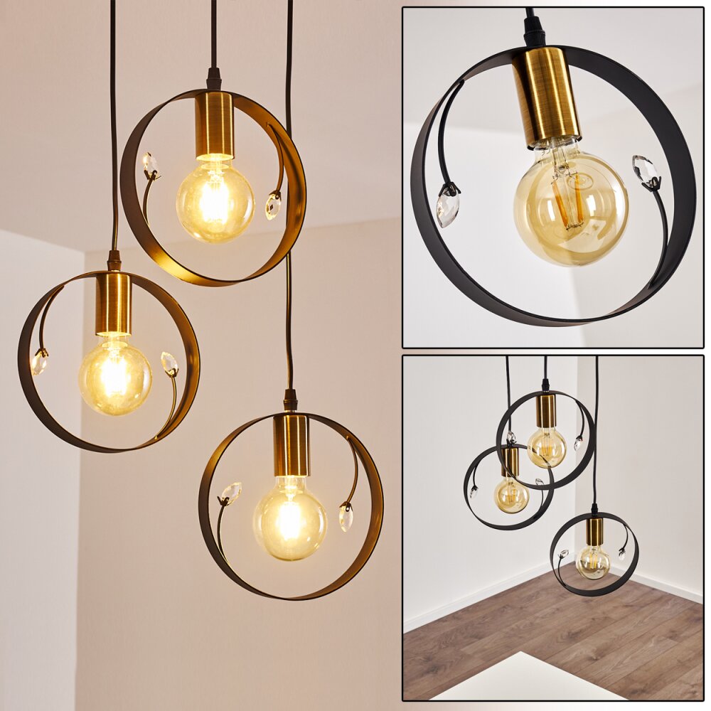 Suspension Leentje Or, Noir, 3 lumières main product photo