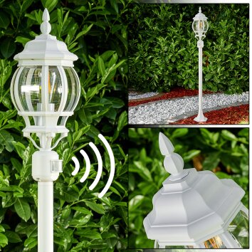 Lampadaire extérieur Lentua Blanc, 1 lumière, Détecteur de mouvement