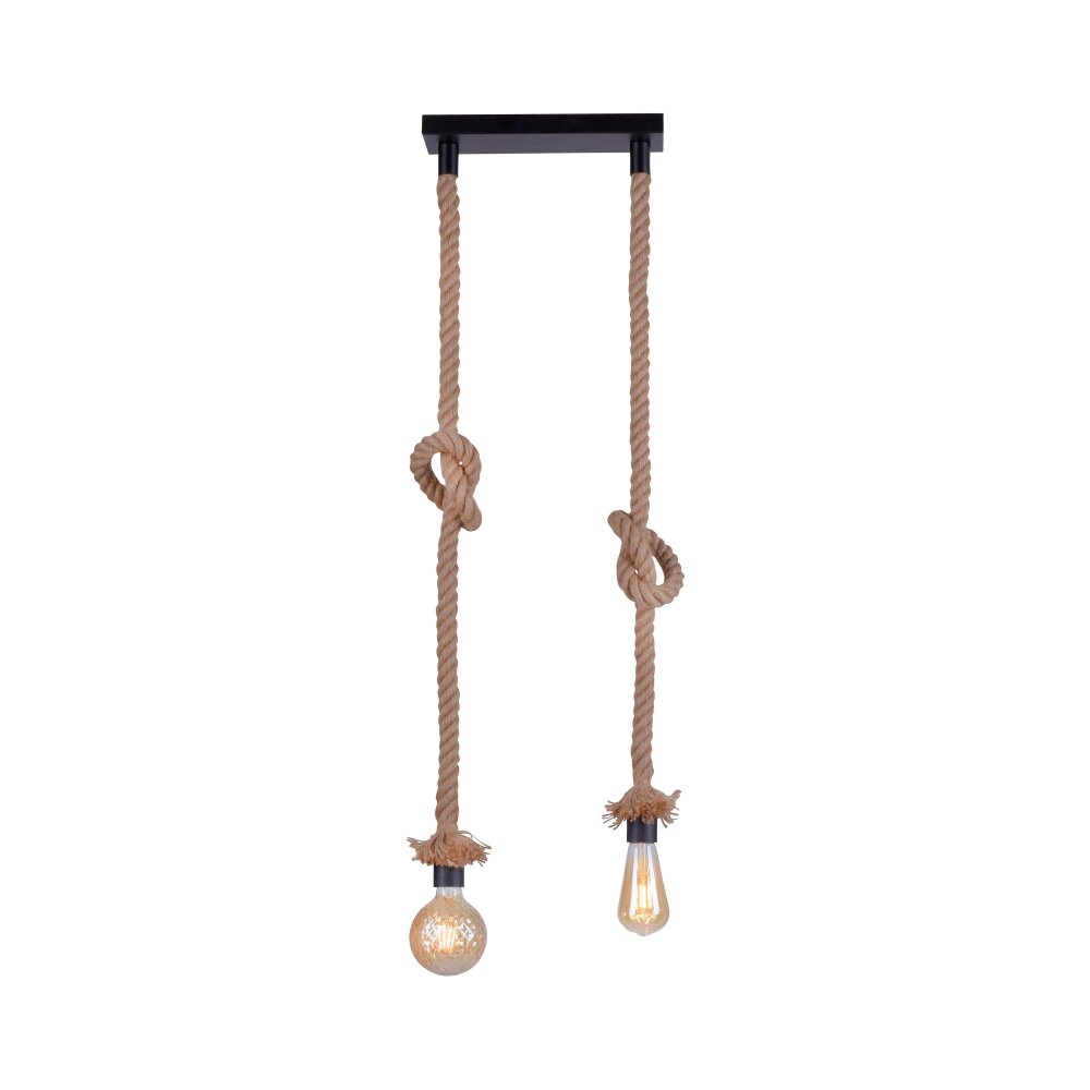 Suspension Leuchten-Direkt ROPE Brun, Noir, 2 lumières main product photo