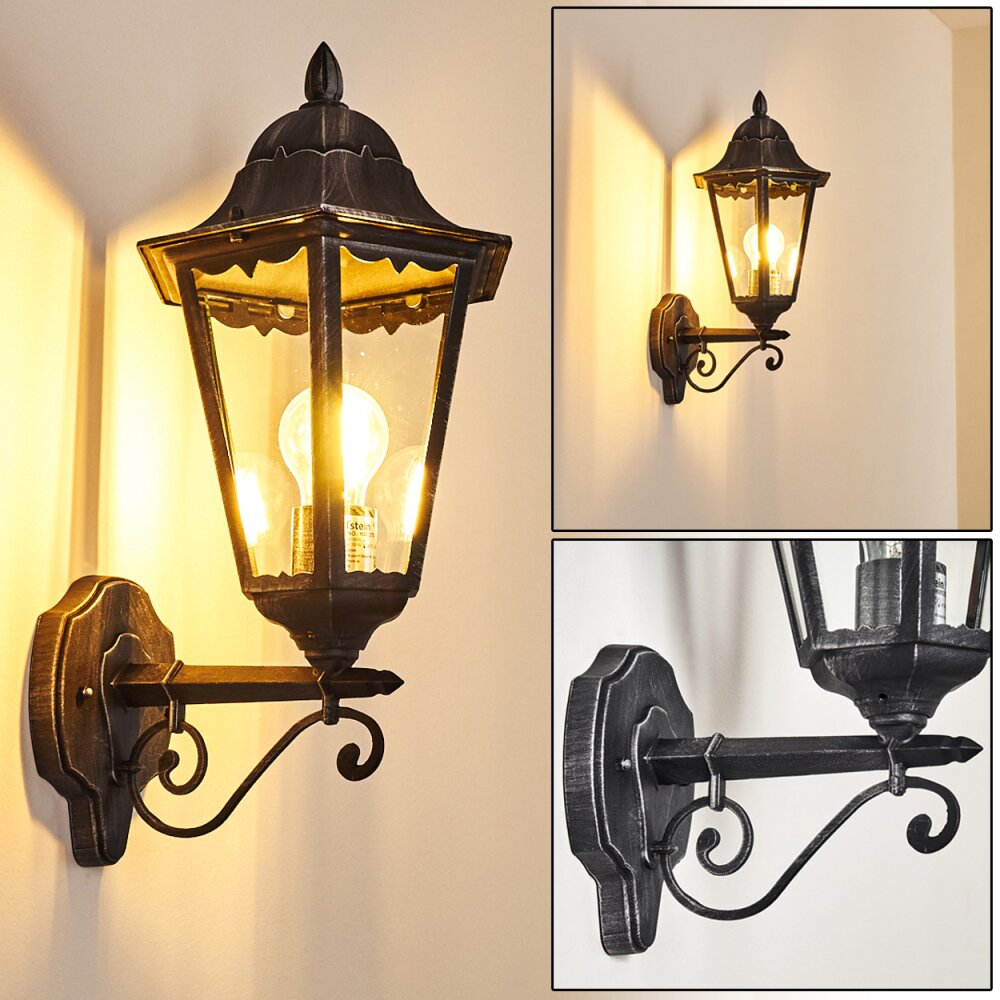 Applique murale d'extérieur Lignac Noir, Argenté, 1 lumière main product photo