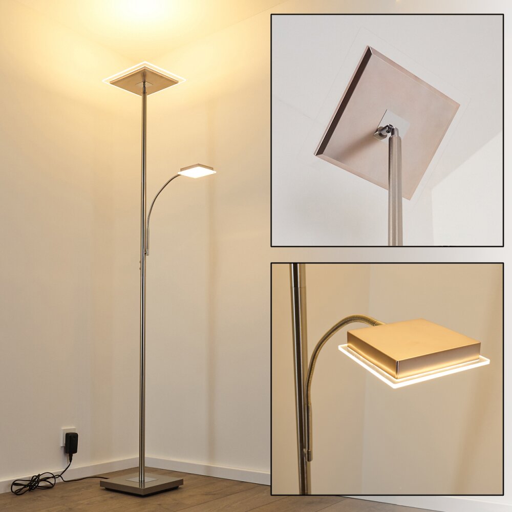 Lampadaire à vasque Veteli LED Chrome, Nickel mat, 2 lumières main product photo