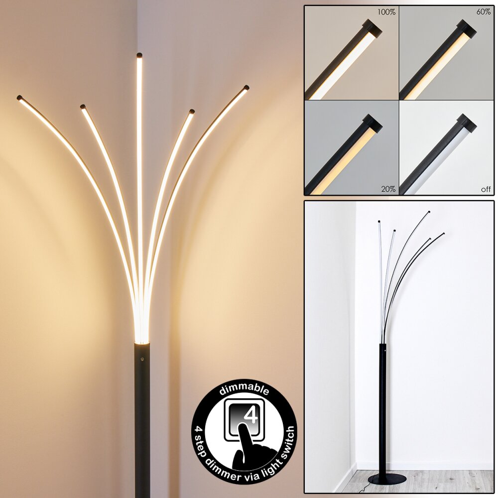Lampadaire Bakersfield LED Noir, Blanc, 1 lumière main product photo