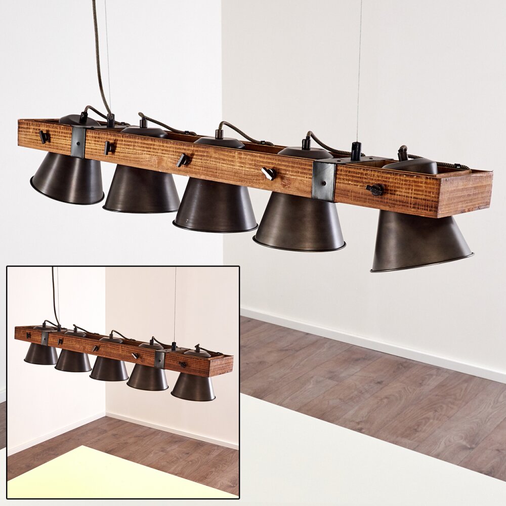 Suspension Oksbol Bois foncé, Noir, 5 lumières main product photo