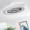 Ventilateur de plafond Petrovac LED Chrome, Blanc, 1 lumière, Télécommandes