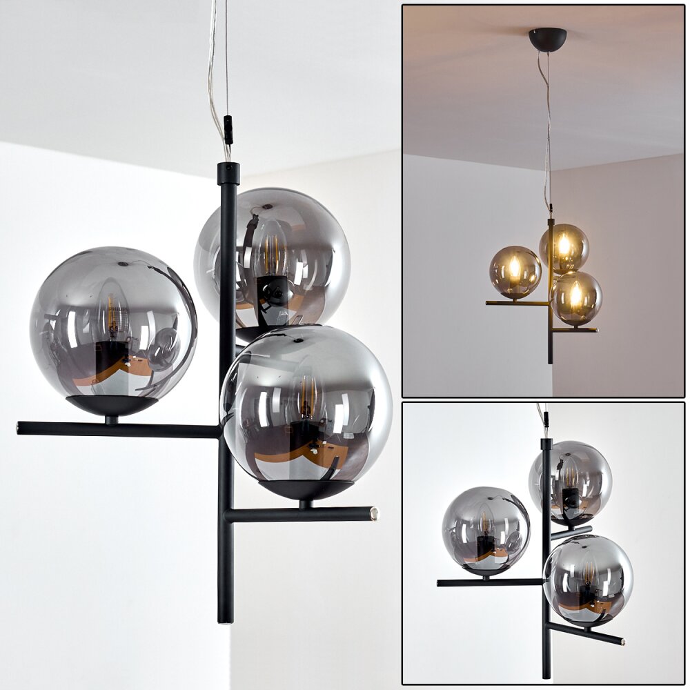 Suspension Hogatza Noir, 3 lumières main product photo