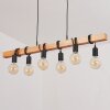 Suspension Mantigan Bois clair, Noir, 6 lumières