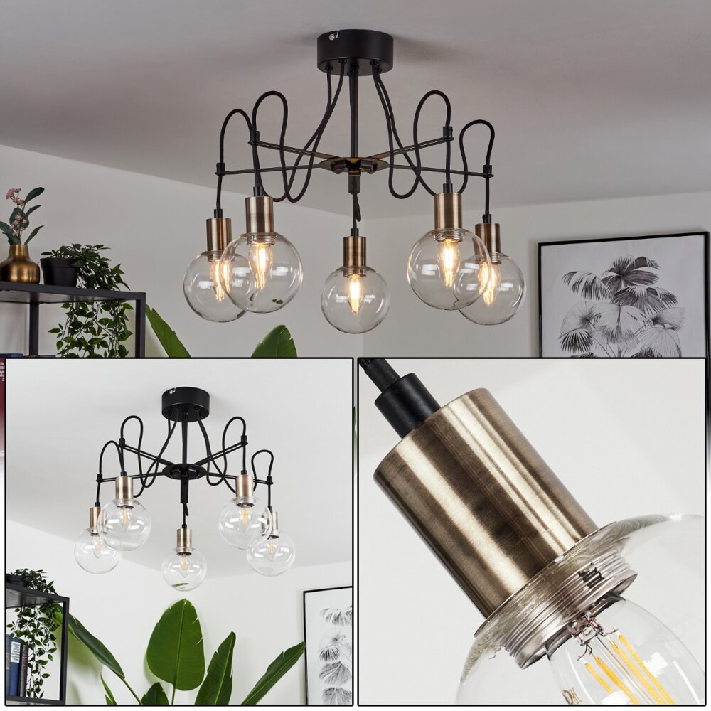 Plafonnier Quento Laiton, Noir, 5 lumières main product photo