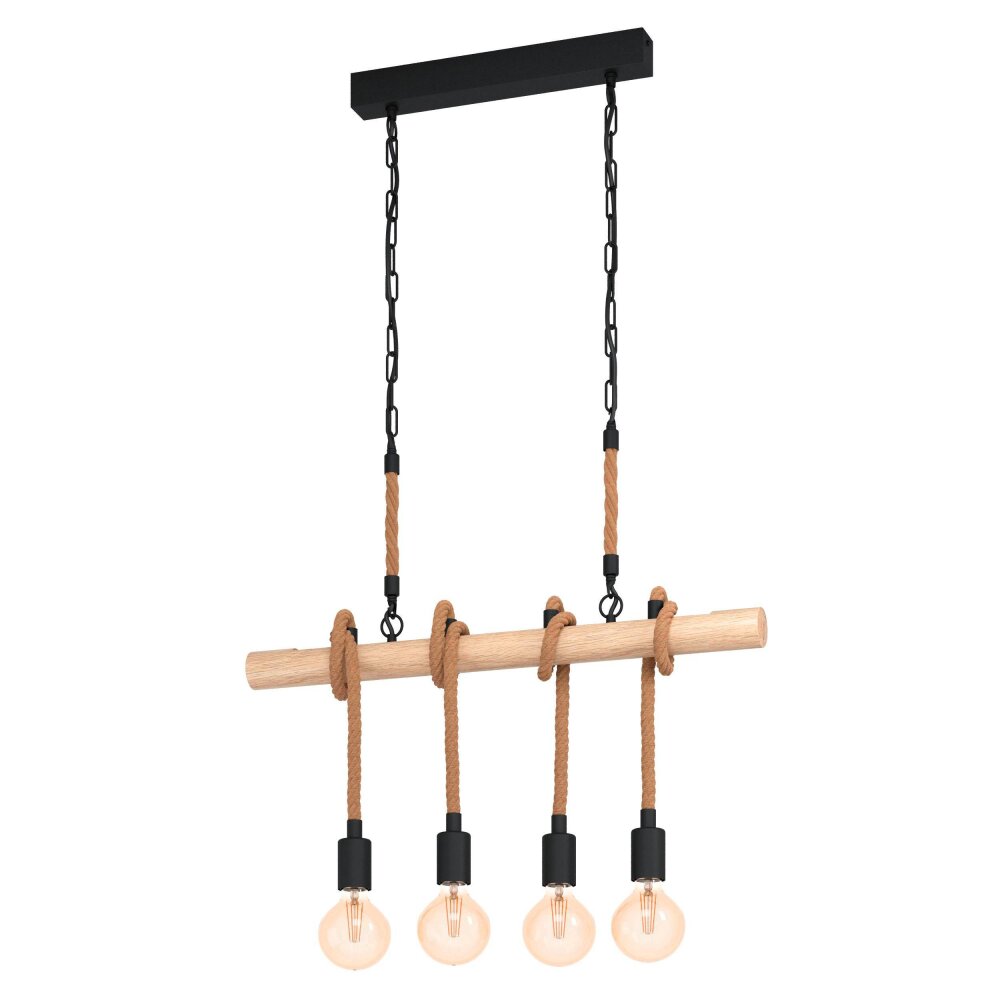 Suspension Eglo YOUNGSTOWN Brun, Bois clair, Noir, 4 lumières main product photo