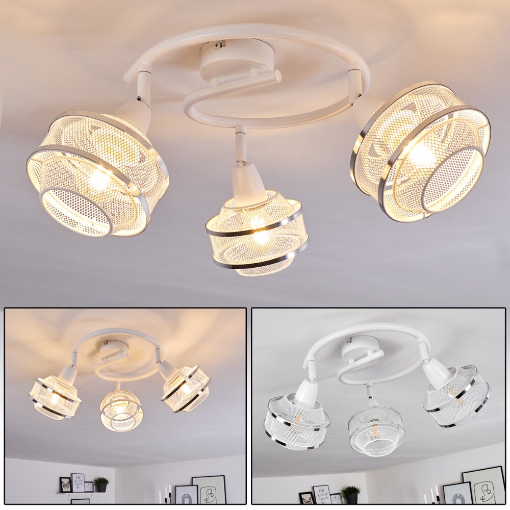 Plafonnier Limassol Chrome, Blanc, 3 lumières main product photo