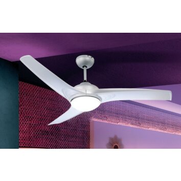 Ventilateur Globo PRIMO Argenté, Blanc, 2 lumières, Télécommandes