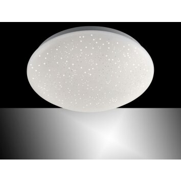 Plafonnier Leuchten-Direkt SKYLER LED Acier brossé, Blanc, 1 lumière, Télécommandes, Changeur de couleurs