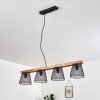 Suspension Rhodes Bois foncé, Noir, 4 lumières