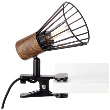 Lampe à pince Brilliant Manama Bois foncé, Noir, 1 lumière