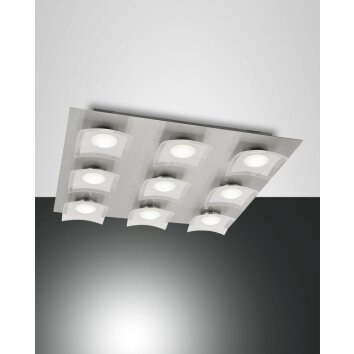 Plafonnier Fabas Luce Desus LED Nickel mat, 9 lumières