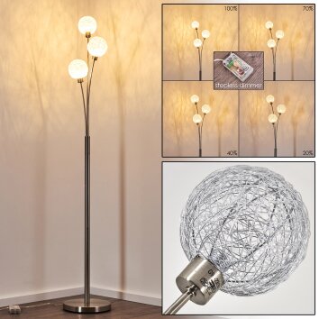 Lampadaire Bernado Nickel mat, 3 lumières