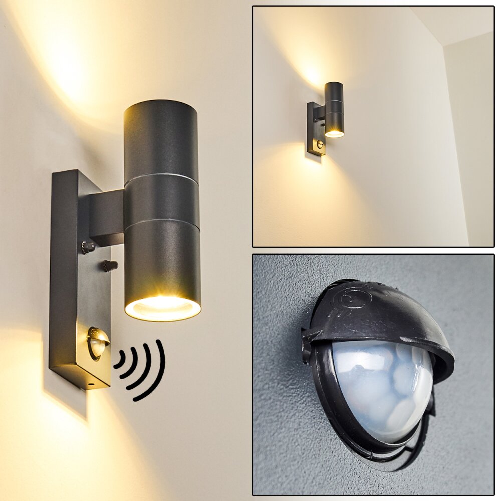Applique murale d'extérieur Brachy Gris, 2 lumières, Détecteur de mouvement main product photo