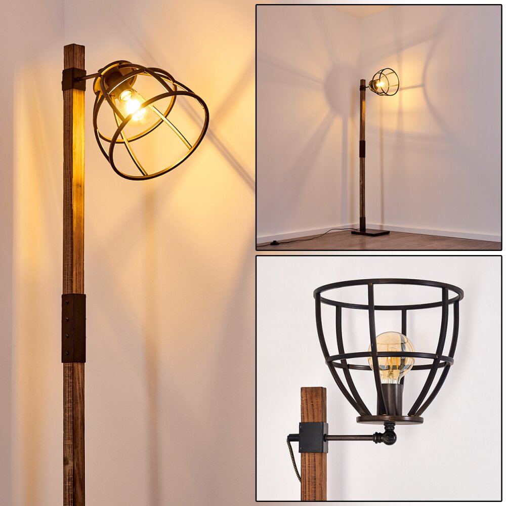 Lampadaire Haervej Bois foncé, Noir, 1 lumière main product photo