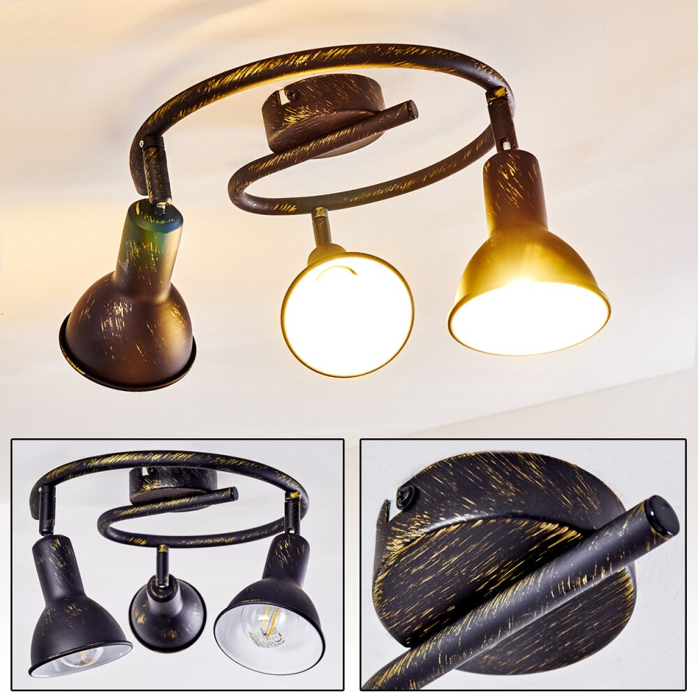 Plafonnier Polmak Noir doré, 3 lumières main product photo