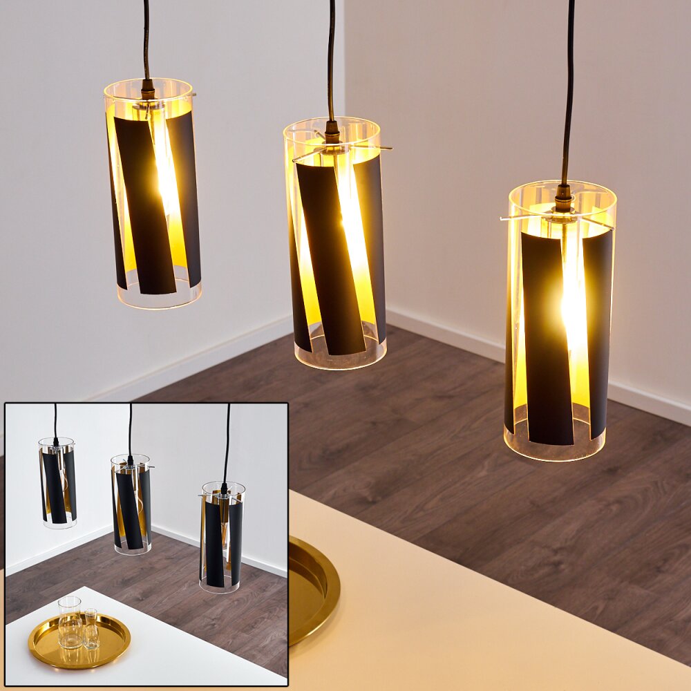 Suspension Vänersborg Noir, 3 lumières main product photo