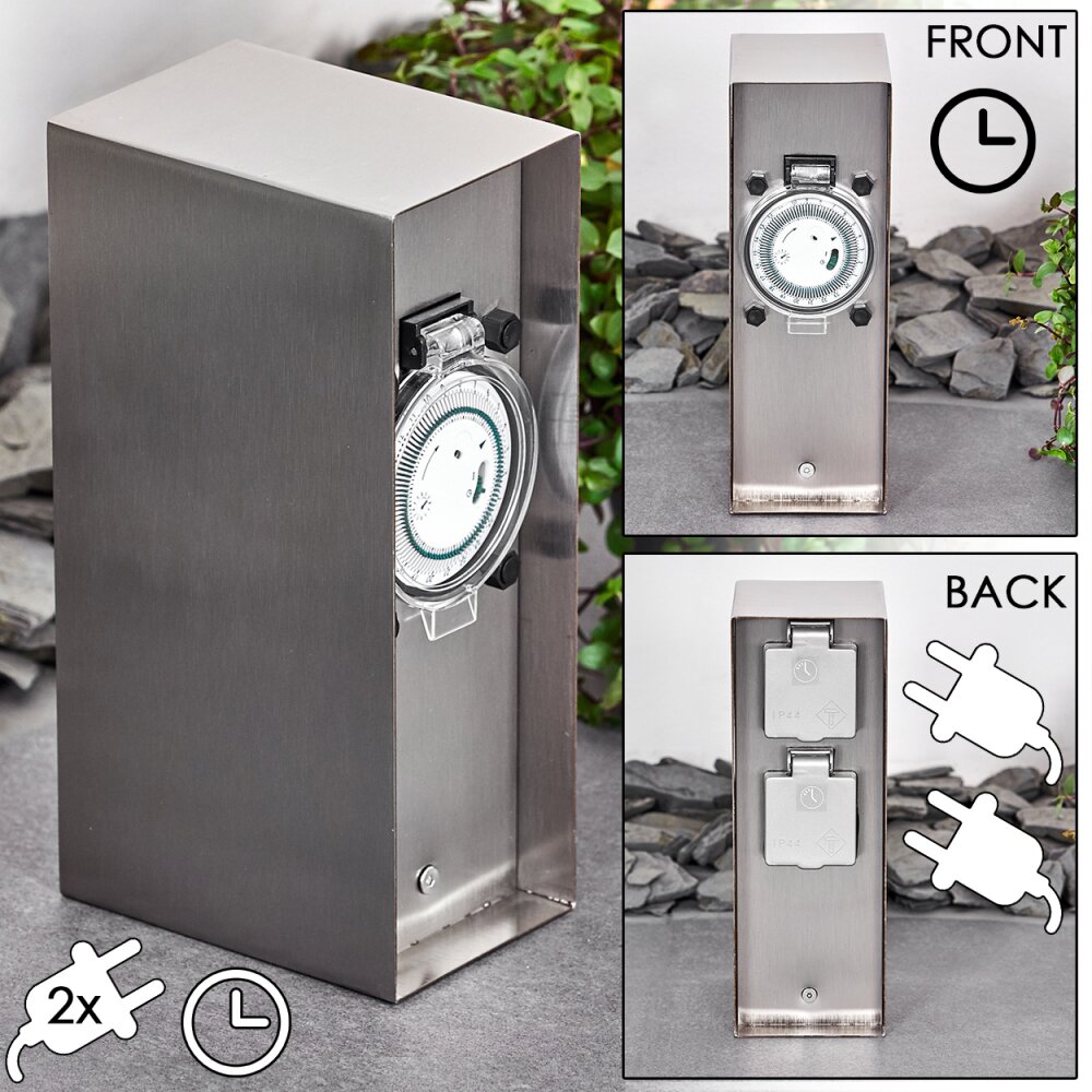 Abilene Prises électriques d\'extérieur Acier inoxydable, Gris main product photo