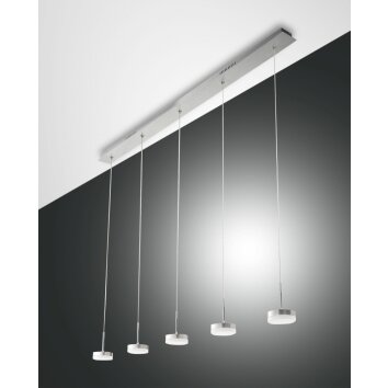 Suspension Fabas Luce Dunk LED Aluminium, 5 lumières