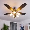 Ventilateur de plafond Irving Chrome, Gris, Bois clair, 5 lumières
