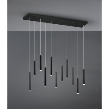 Suspension Trio Tubular LED Noir, 11 lumières