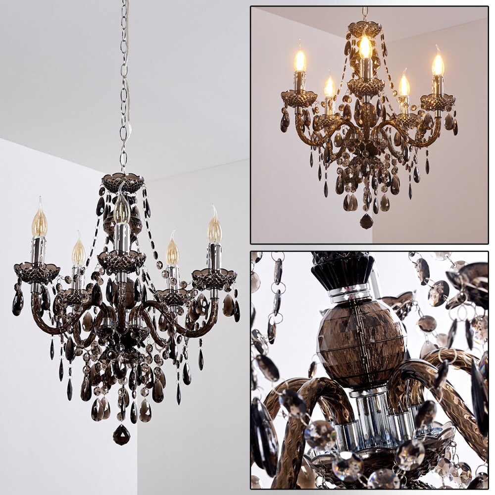 Lustre Delhi Noir, Transparent, 5 lumières main product photo