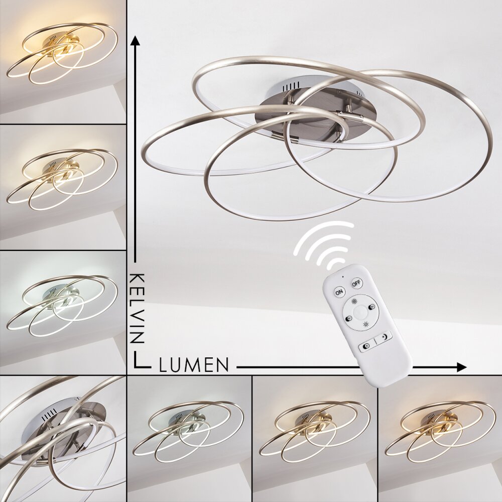Plafonnier Gimdalen LED Nickel mat, 1 lumière, Télécommandes main product photo