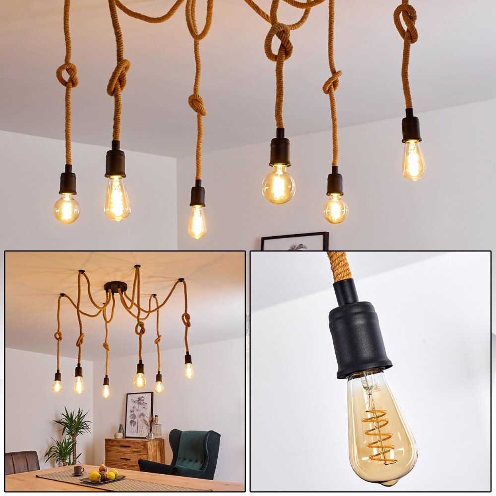 Suspension Sunnyvale Brun, Noir, 6 lumières main product photo