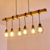 Suspension Barbengo Bois clair, Noir, 6 lumières