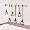 Suspension Barbengo Bois clair, Noir, 6 lumières