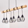 Suspension Barbengo Bois clair, Noir, 6 lumières
