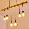 Suspension Barbengo Bois clair, Noir, 6 lumières