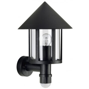 Applique extérieure Albert 1825 Noir, 1 lumière, Détecteur de mouvement